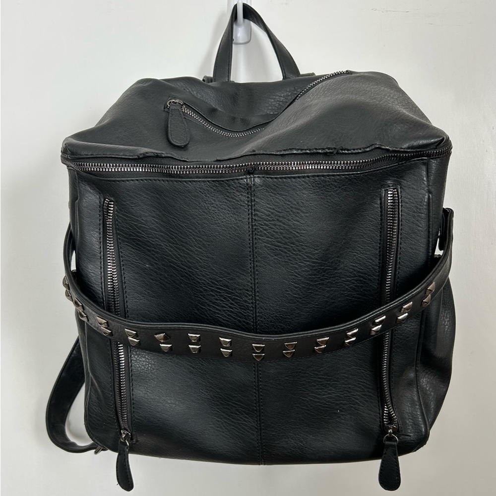 Black Faux Leather Backpack